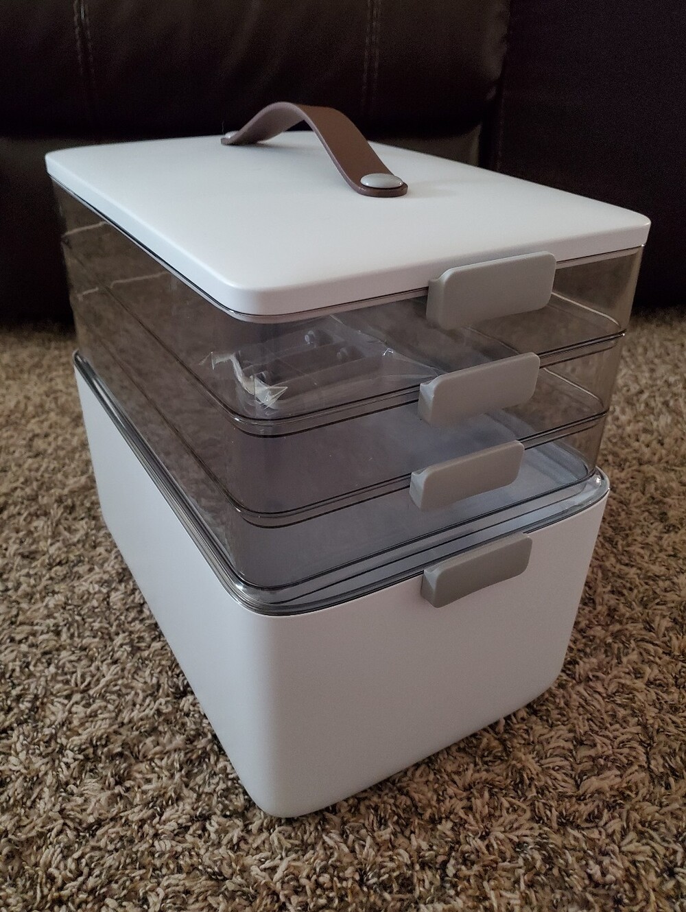 💊✨️ CTIME XL Stackable White & Clear 4-Tier Storage Organizer with Handle